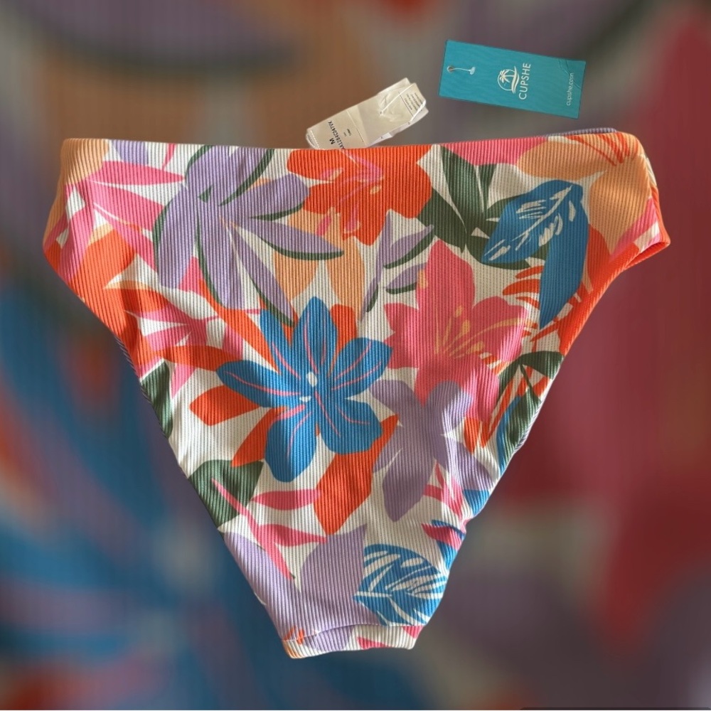 CUPSHE Scarlet Garden One-Shoulder Bikini 2 PCs Set - Picture 6 of 13